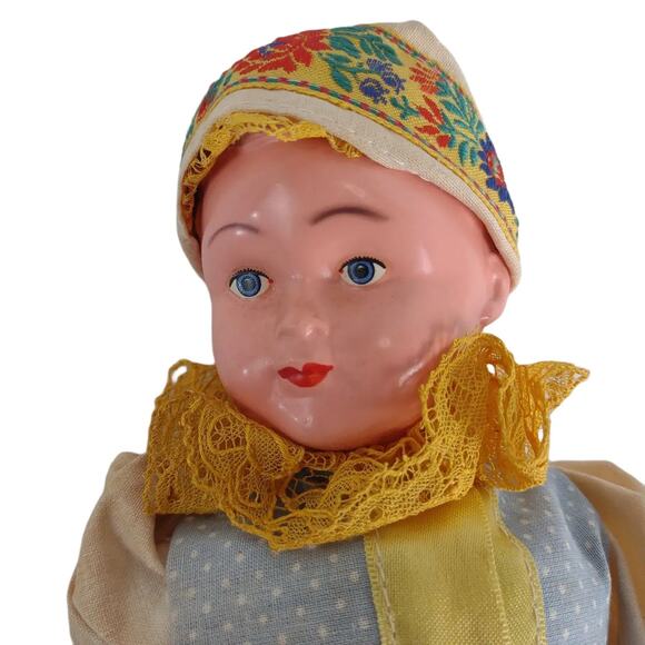 Vintage Lidova Tvorba Czechoslovakia Folk Art Costume 12" Plastic Doll Celluloid - Picture 3 of 8